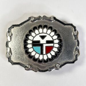 Raintree Aztec Style Inlay Belt Buckle 1978